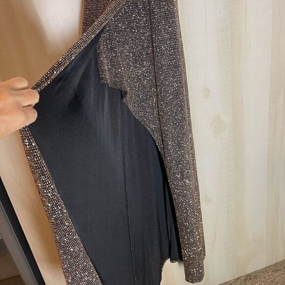 Windsor‎ gold black spaghetti strap long dress front slit, size small - Picture 12 of 16